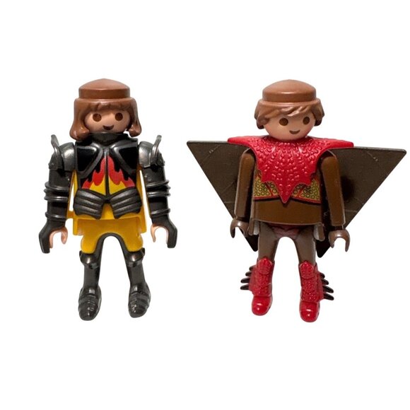 Playmobil Lot Of 2 Knight & Red Dragon Figures With Accessories - Picture 1 of 11